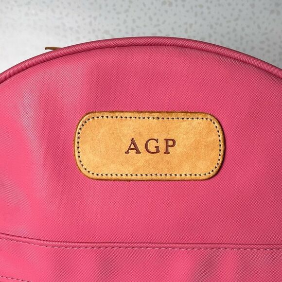 Jon Hart Pink Coated Canvas Genuine Leather Backpack Monogram Initials - Picture 5 of 15